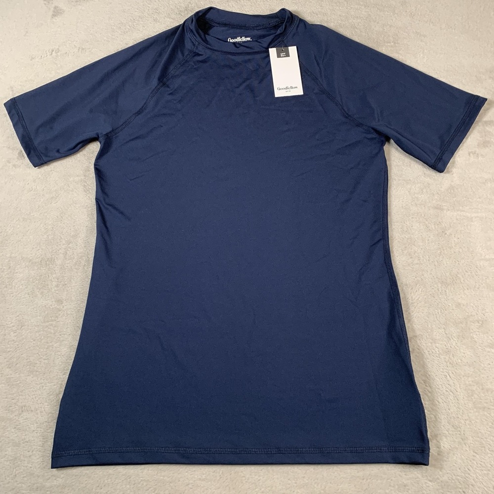 Goodfellow Shirt Mens Small Navy Blue UPF 50+ Quick Dry Swim Tee Rash Guard NEW